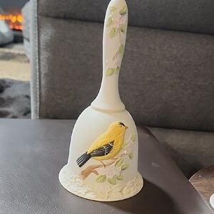 Lefton Goldfinch Bell with Yellow Bird and Floral Design
